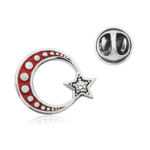 925 Ayar Gümüş Ay Yıldız Rozet T4636 (538538)