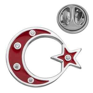 925 Ayar Gümüş Ay Yıldız Rozet T8667 (538538)