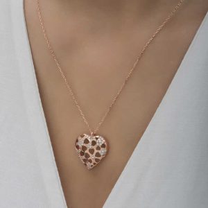 925 Ayar Gümüş Bombeli Kalp Kadın Gümüş Kolye T6591 (538538) - Görsel 4