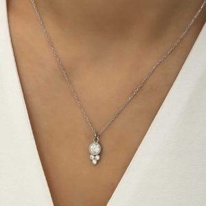 925 Ayar Gümüş Çiğ Damlası Yuvarlak Tektaş Bayan Gümüş Kolye T5973 (538538) - Görsel 3