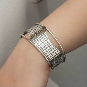 925 Ayar Gümüş Eskitme Desenli Bilezik T6115 (538538) - Görsel 5