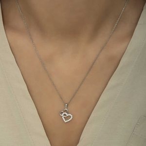 925 Ayar Gümüş Kalp Bayan Gümüş Kolye T6024 (538538) - Görsel 4