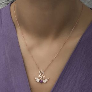 925 Ayar Gümüş Kalpli Anne Ve Çocuk Gümüş Kolye PT2610720 (538538) - Görsel 4