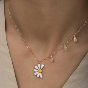 925 Ayar Gümüş Papatya Seviyor Sevmiyor Bayan Gümüş Kolye T5977 (538538) - Görsel 4