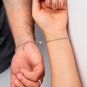 925 Ayar Gümüş Rodyum Çift Kalpli Aşk Bileklik T8620 (538538) - Görsel 3