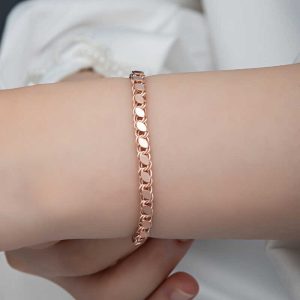 925 Ayar Gümüş Rose Pullu Zincir Kadın Bileklik T8277 (538538) - Görsel 3