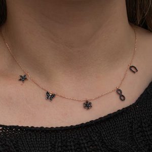 925 Ayar Gümüş Rose Şans Kadın Kolye T8664 (538538) - Görsel 5