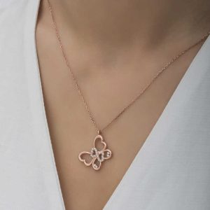 925 Ayar Gümüş Sonsuzluk Kelebek Kadın Gümüş Kolye T6594 (538538) - Görsel 4